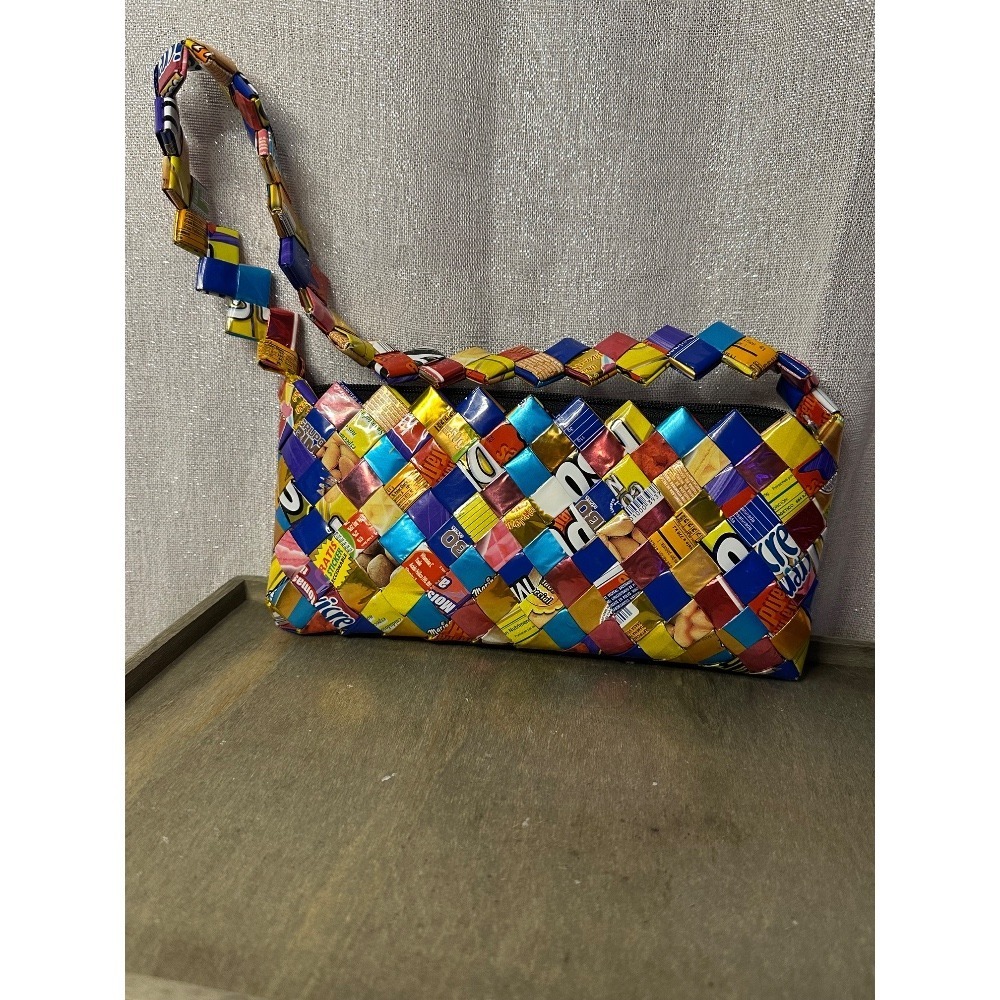 Woven Candy Wrapper Clutch Unique Handmade Shoulder Bag Colorful Purse‎